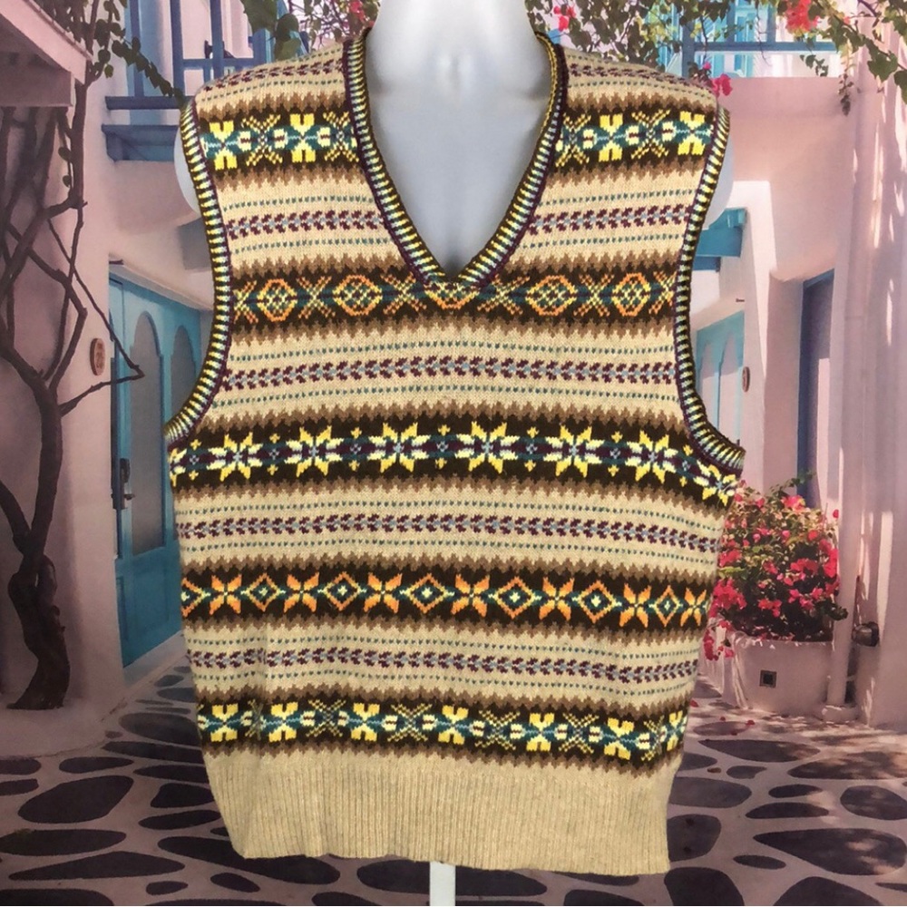 Polo Ralph Lauren Fair Isle Cashmere Cotton Blend Sweater Vest